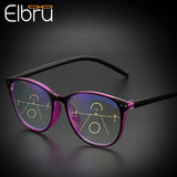 Elbru Anti-blue Light Progressive Multifocal Reading Glasses Women&Men Classic Oversize Frame Presbyopic Glasses With +1.0to+4.0