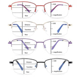 Progressive Multifocus Computer Reading Glasses Blue Light Blocking Titanium Alloy Spring Hinge Multifocal Readers Eyeglasses