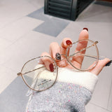 -1.0 -1.5 -2.0 -2.5 -3.0 to -6.0 Women Men Fashion Round Myopia Glasses Oversized Eyeglasses Frames Students Metal Clear Glasses