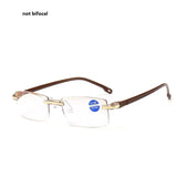 2020 Men Women Rimless Reading Glasses Bifocal Far Near Anti Blue Light Magnification Eyewear Presbyopic Glasses Diopter okulary